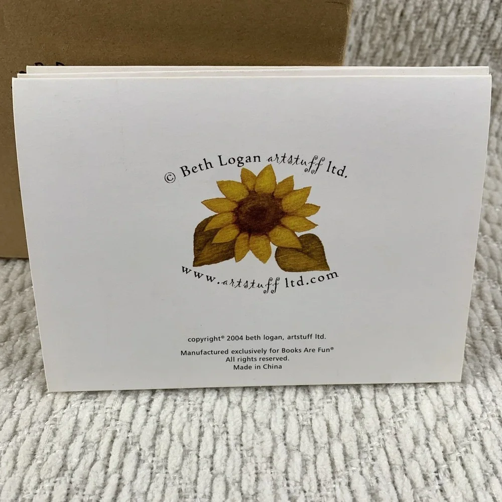 VTG 2003 BETH LOGAN Wooden Box With 3D Notecards Farm Cow Barn‎ Rooster Daisies